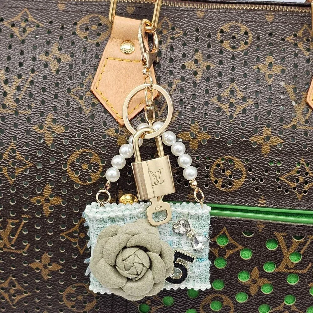 Authentic Louis Vuitton Padlock & Key Gold ✨Unbranded Bag Charm Keychain